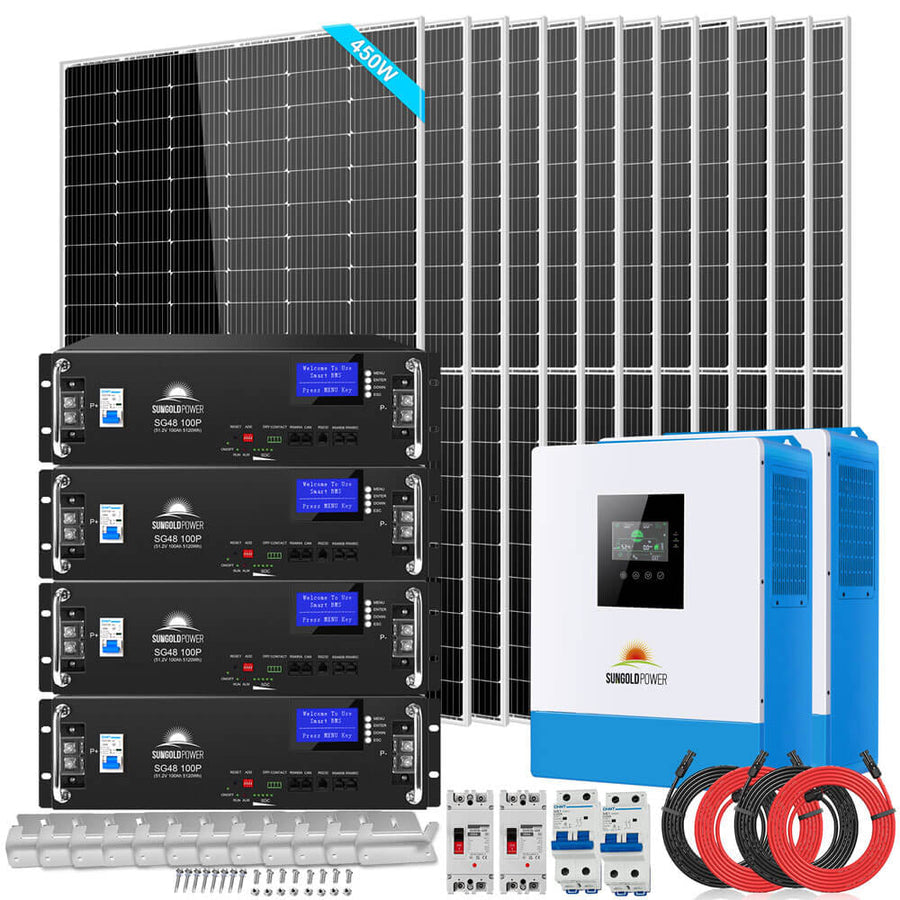 Sun Gold Power Off Grid Solar Kit 10kW Inverters 48V 12 X 450W Solar P ...