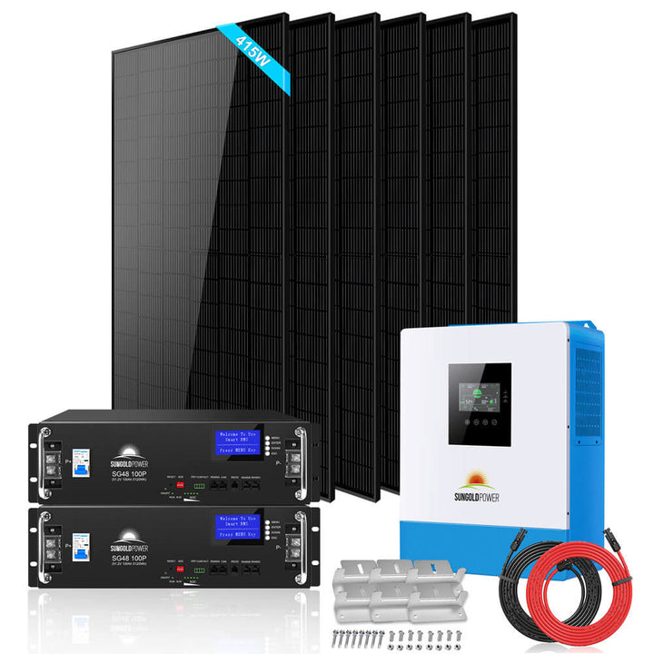 Sun Gold Power Off Grid Solar Kit 5000W Inverter 48V 6 X 415 Watts Sol ...