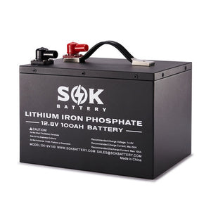 SOK 12V 100Ah LiFePO4 Bluetooth & Built-in heater Lithium Battery