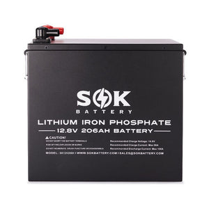 SOK 12V 206Ah LiFePO4 Bluetooth & Built-in heater Lithium Battery