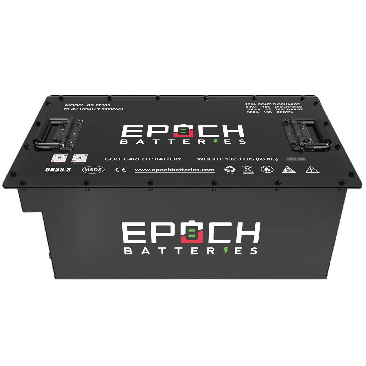 EPOCH 70.4V (72V) 105ah - LiMax Series - Lithium LiFePO4 Golf Cart Bat ...