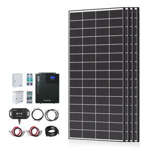 Complete Cabin Solar Kit 1200W 2500W | Optional 9.6kWh Deep-Cycle AGM / LiFePO4 Batteries