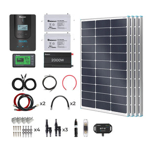 Complete RV Solar Kit 400W 12V | Optional 2.4kWh Deep-Cycle AGM / LiFePO4 Batteries