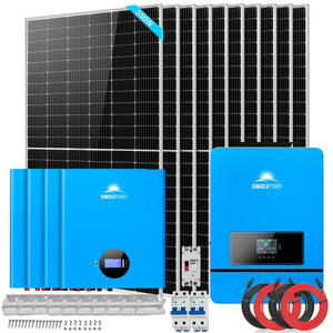 Sun Gold Power Off Grid Solar Kit 10kW Inverter 120/240V 10 X 550 Watts Solar Panels 4 X 5.12kwh Powerwall Lithium Battery